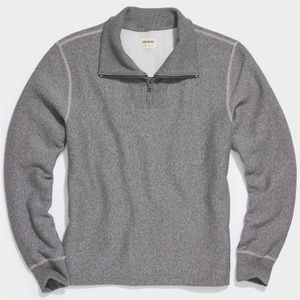 Todd Snyder Garment Dye Zip Mock Neck - Salt & Pepper, Large